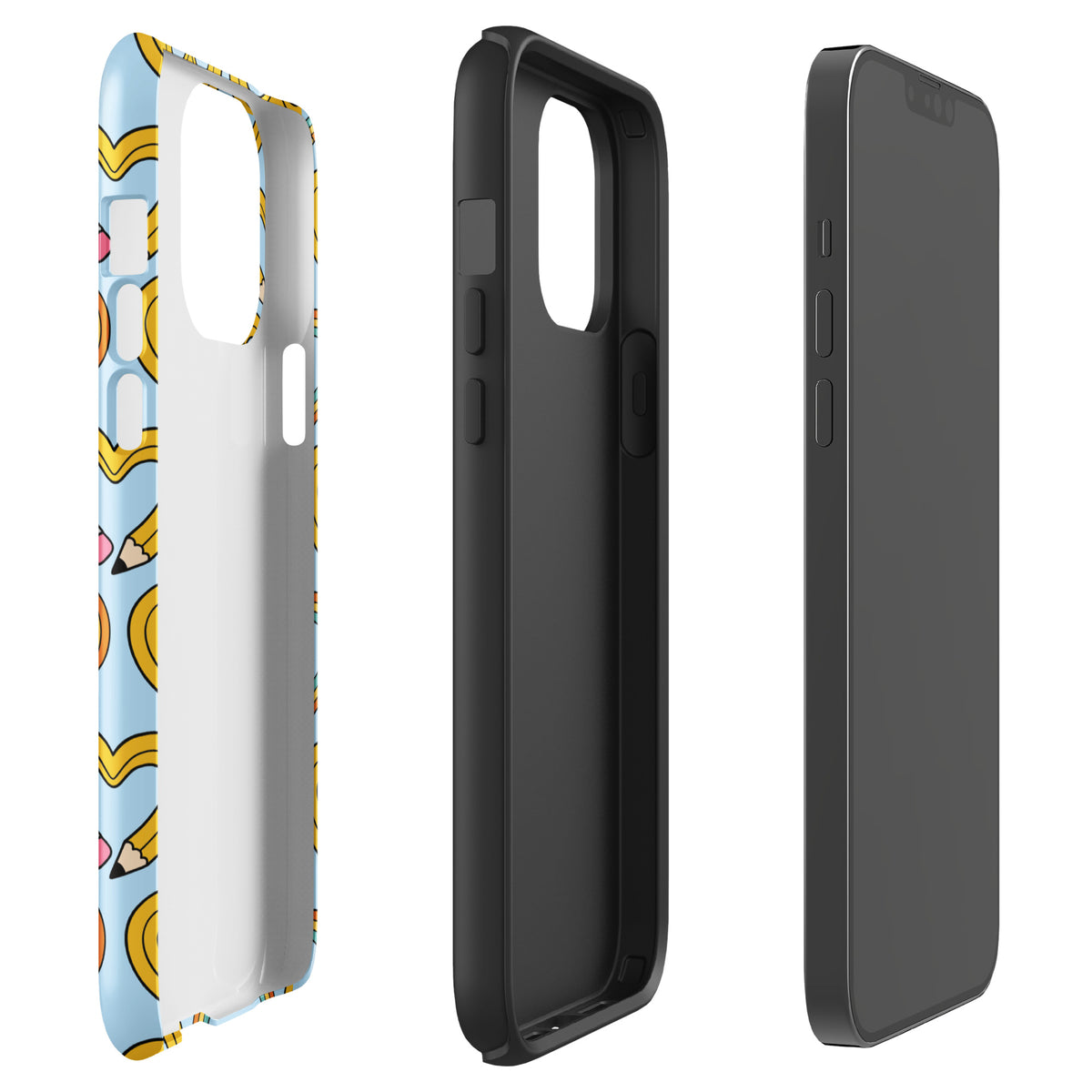 Phone Case of iPhone with playful pencil-heart pattern, featuring creativity and growth theme.