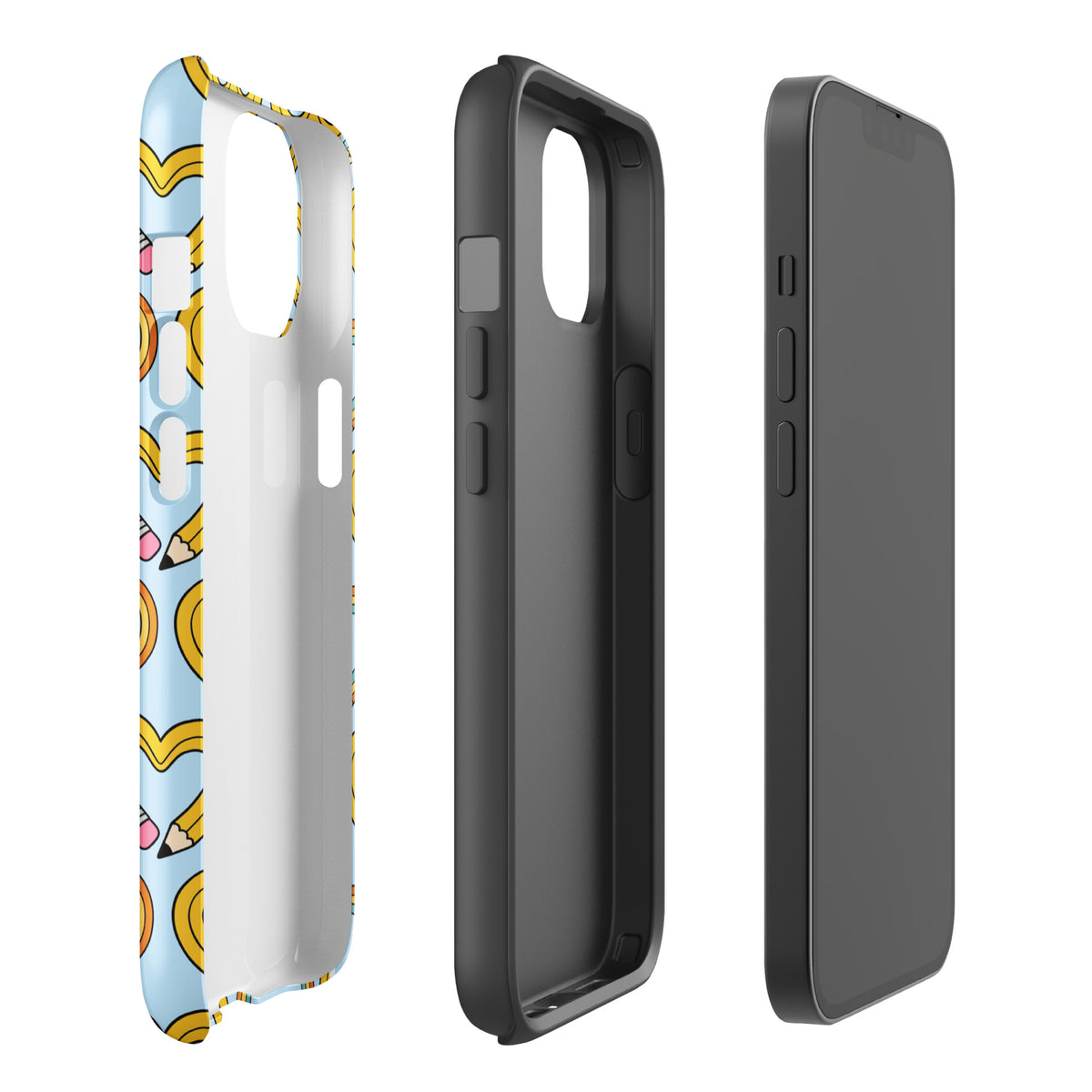 Phone Case with playful pencil-heart pattern, featuring whimsical design with growing leaves, perfect for back-to-school spirit.