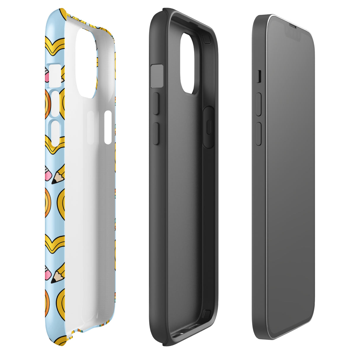 Phone Case with playful pencil-heart pattern on iPhone, symbolizing creativity and growth, ideal for back-to-school charm.