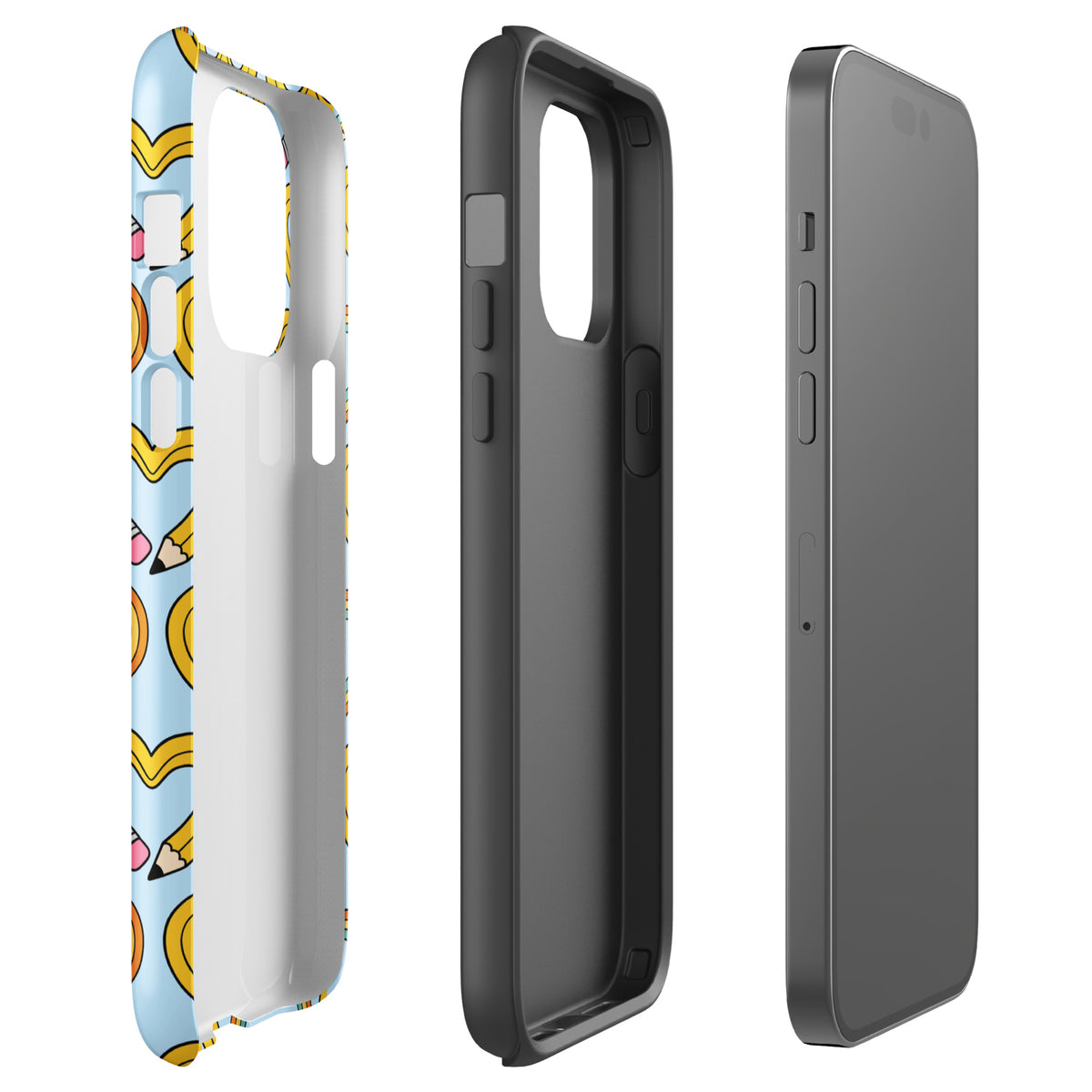 Phone Case with playful pencil‑heart pattern, featuring pencil-shaped hearts and green leaves, perfect for back-to-school creativity.