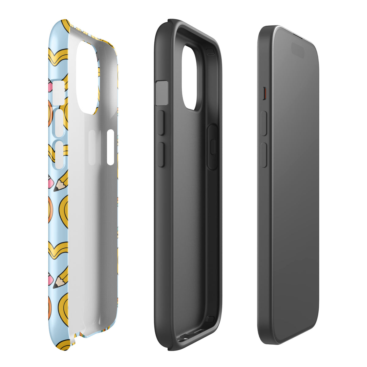 Phone Case with playful pencil-heart pattern, blending fun and creativity, perfect for iPhone users seeking a whimsical look.