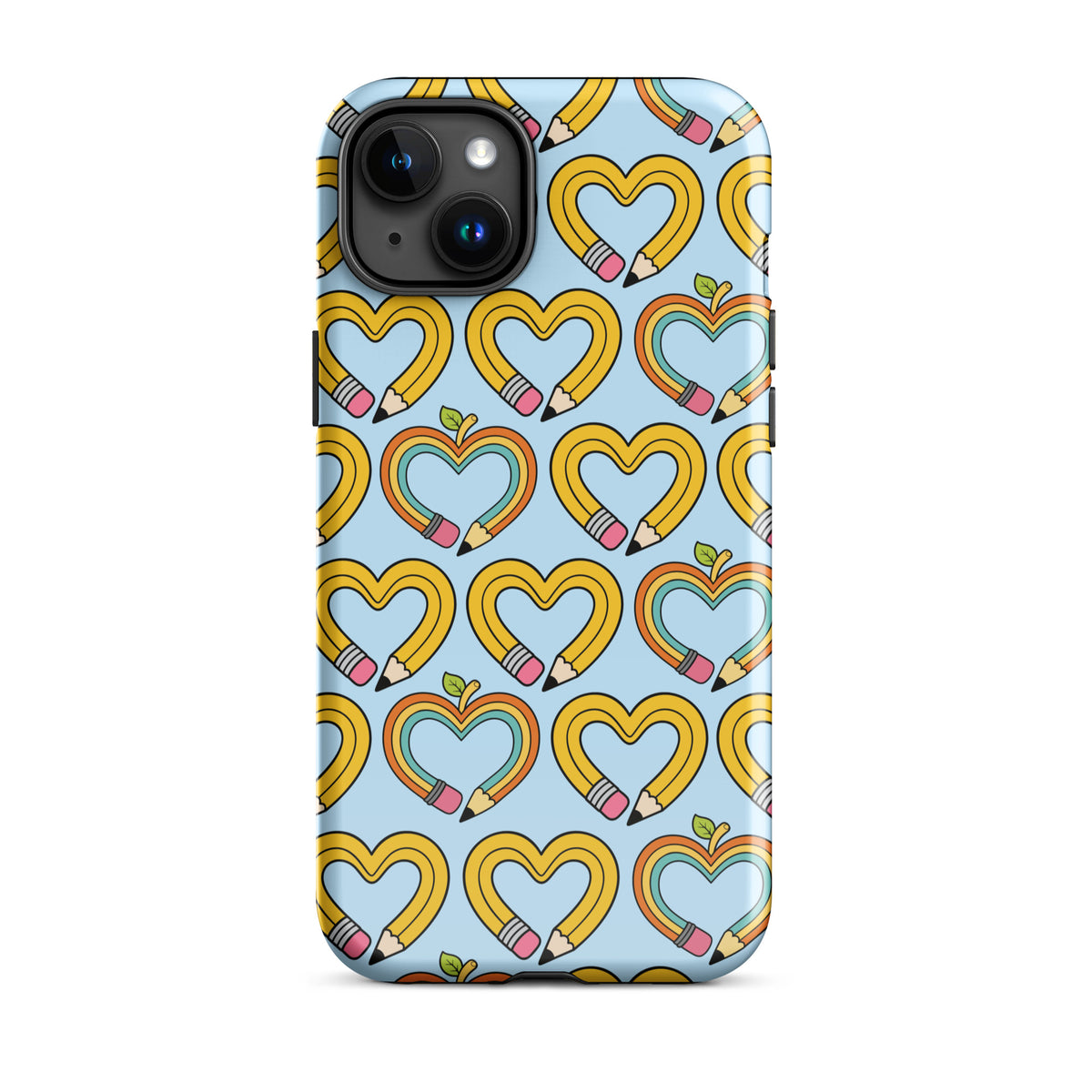 Phone Case with playful pencil-heart pattern, perfect mix of fun and luxury for iPhone lovers, featuring whimsical growth-inspired design.