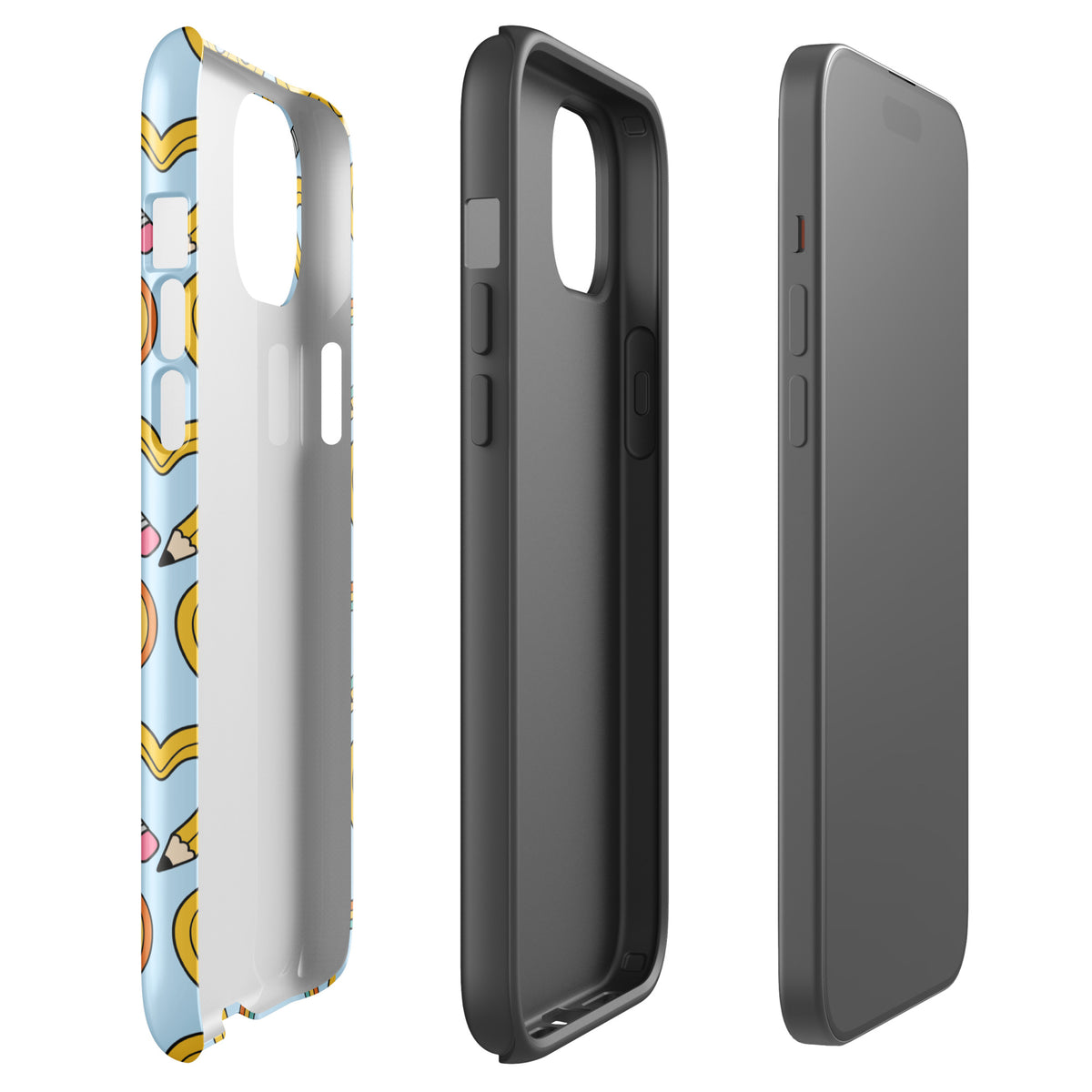 Phone Case for iPhone with playful pencil-heart pattern design, featuring whimsical and creative elements for a fresh and fun look.