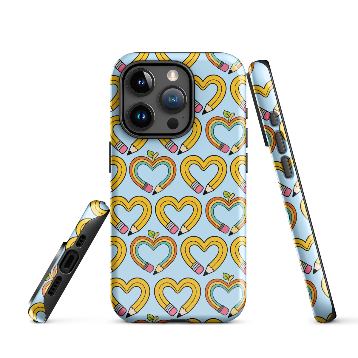 Phone Case with playful pencil-heart pattern reflecting creativity and growth, designed for iPhone.