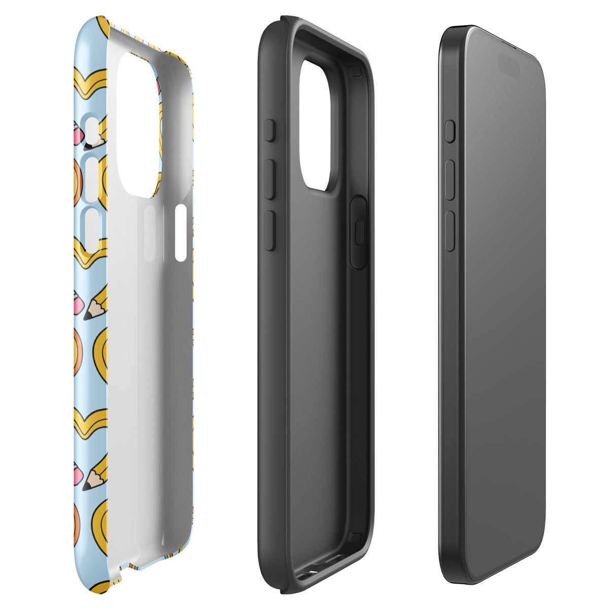 Phone Case for iPhone with playful pencil-heart pattern featuring leaves for creativity and fresh beginnings.