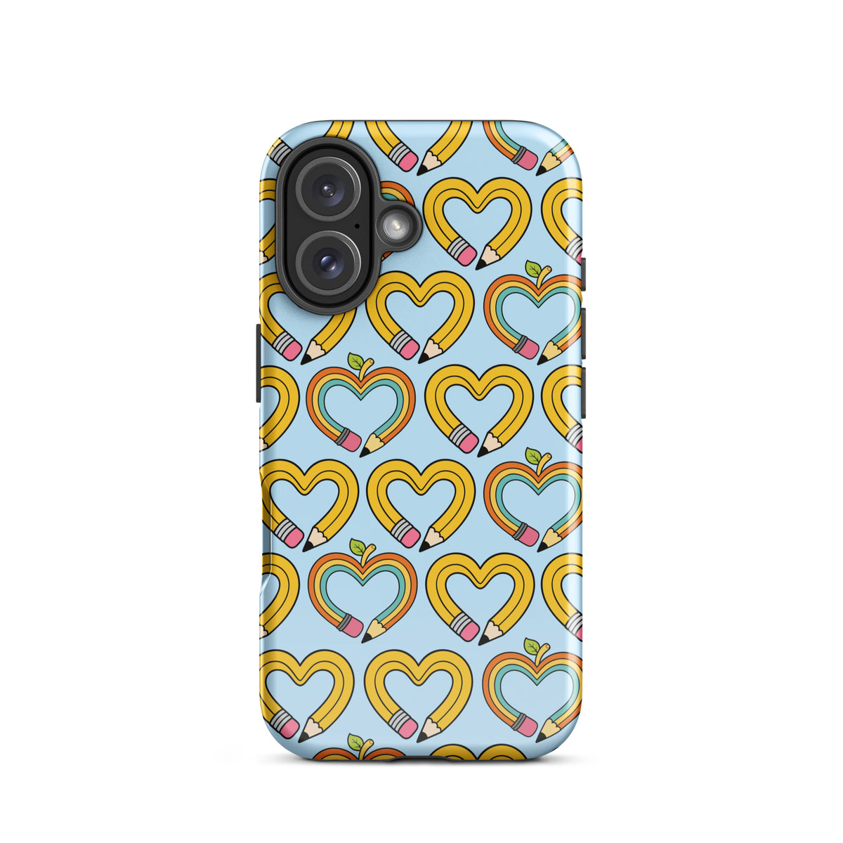 Phone Case with playful pencil-heart pattern, showcasing a blend of creativity and imagination, ideal for back-to-school charm.