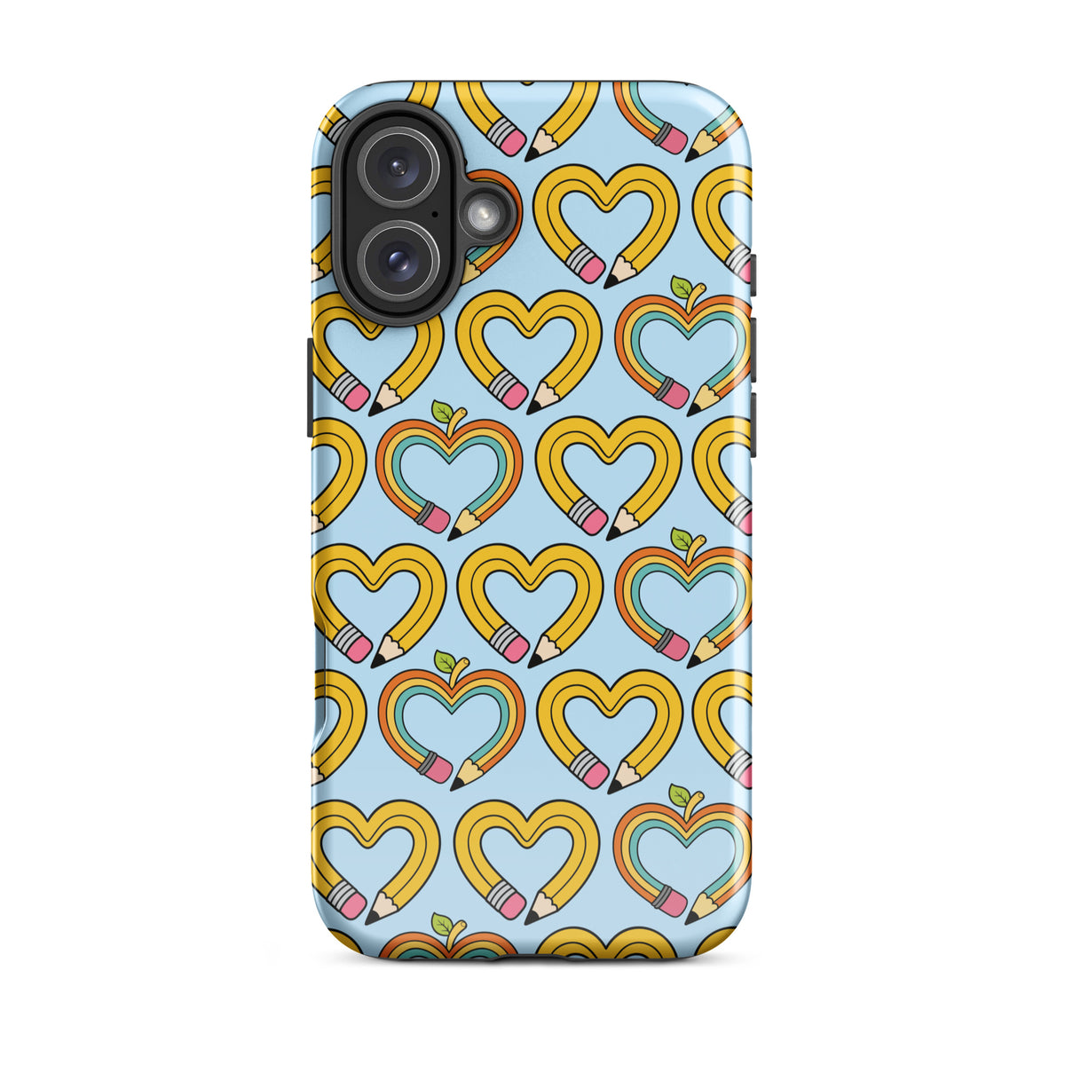 Phone Case with playful pencil-heart pattern featuring whimsical design, perfect for back-to-school charm and creativity lovers.