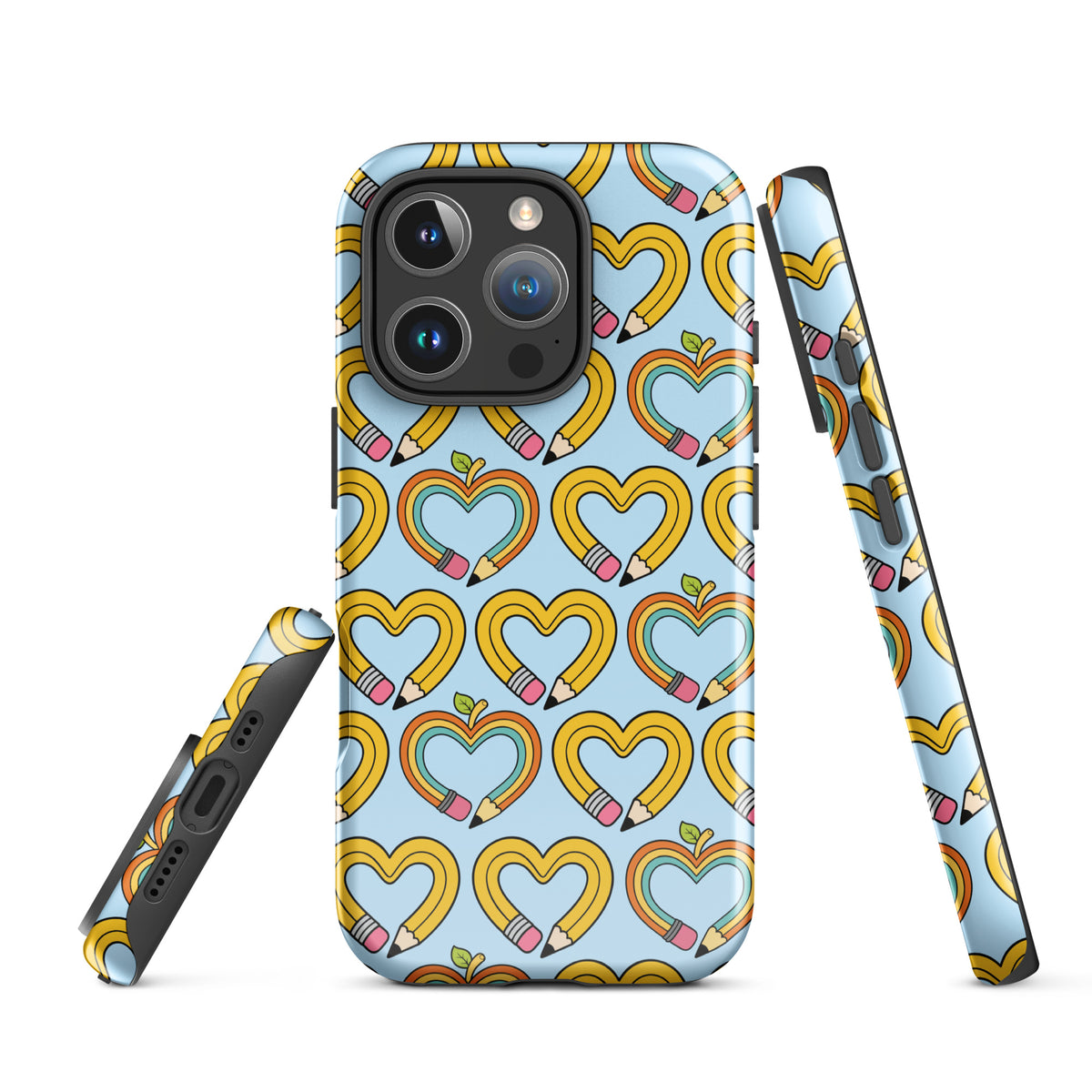 Phone Case with playful pencil-heart pattern featuring whimsical design, symbolizing growth and curiosity, perfect for back-to-school charm.