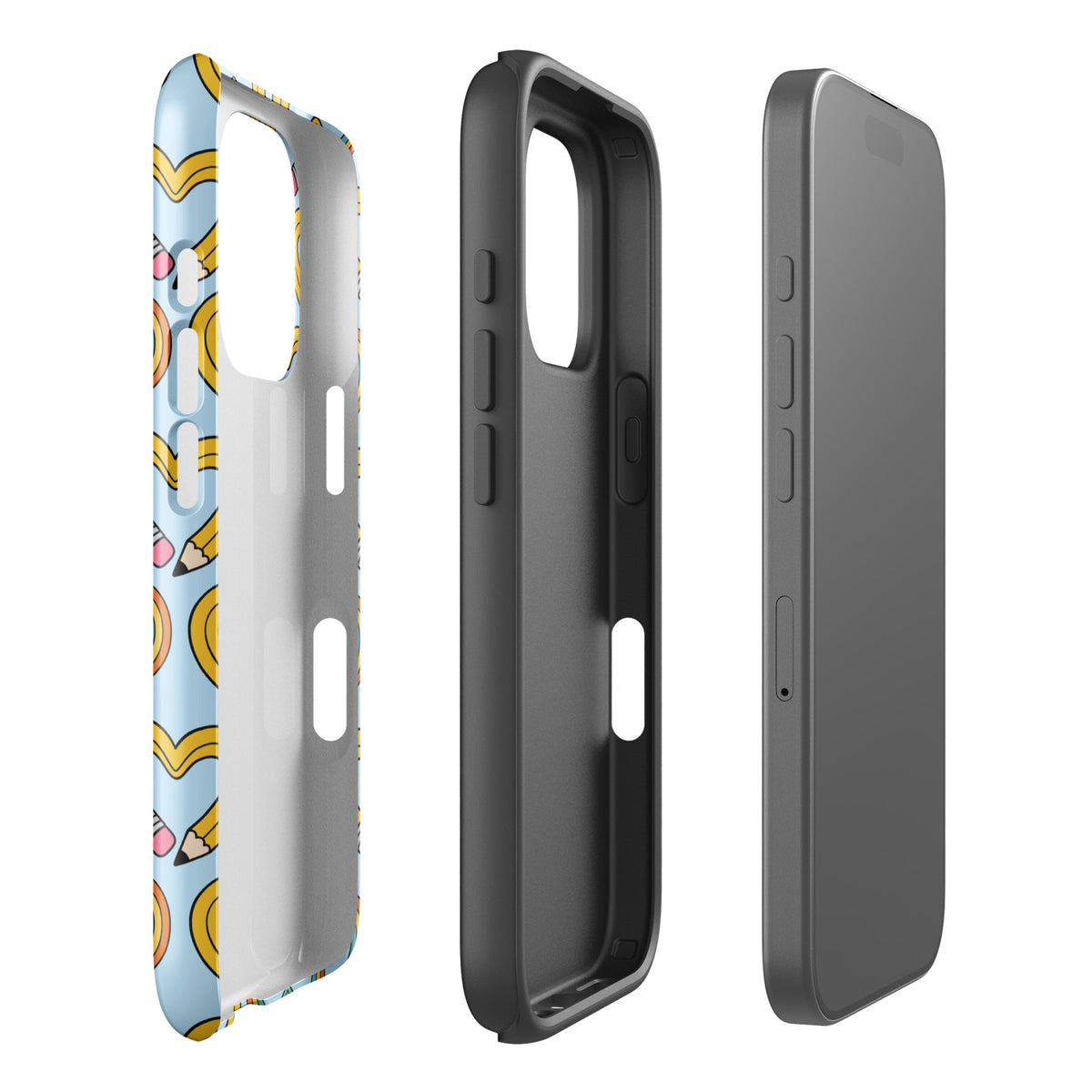 Phone Case for iPhone with playful pencil-heart pattern design, showcasing creativity and back-to-school charm with a whimsical touch.