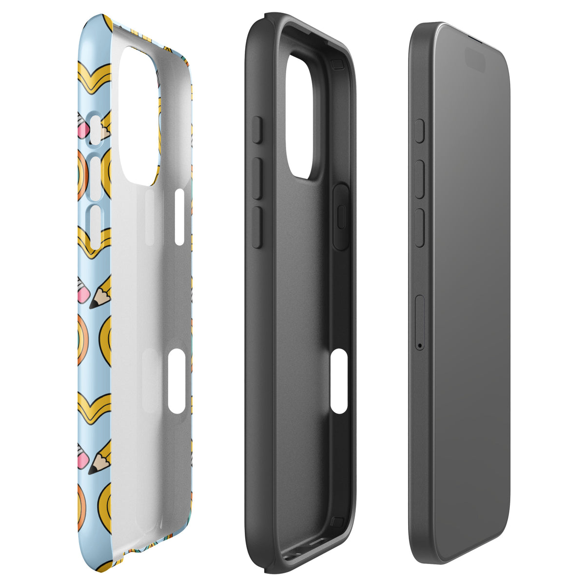 Phone Case with playful pencil-heart pattern showcasing creativity and fun, perfect for back-to-school charm. Celebrates growth and imagination.
