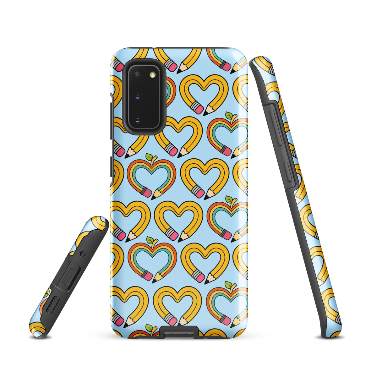Phone Case for Samsung Galaxy with pencil-heart pattern, symbolizing creativity and learning, perfect for back-to-school vibes.