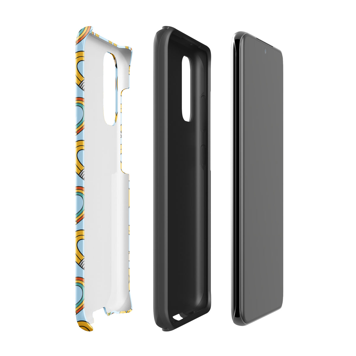 Phone Case for Samsung Galaxy with playful pencil-heart pattern and green leaves, showcasing creativity and back-to-school charm.