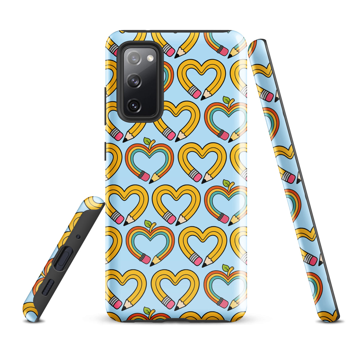 Phone Case for Samsung Galaxy with playful pencil-heart pattern, featuring fun and educational design elements.