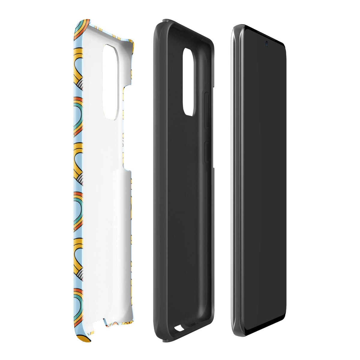 Phone Case for Samsung Galaxy with playful pencil-heart pattern design, featuring whimsical creativity and back-to-school charm.