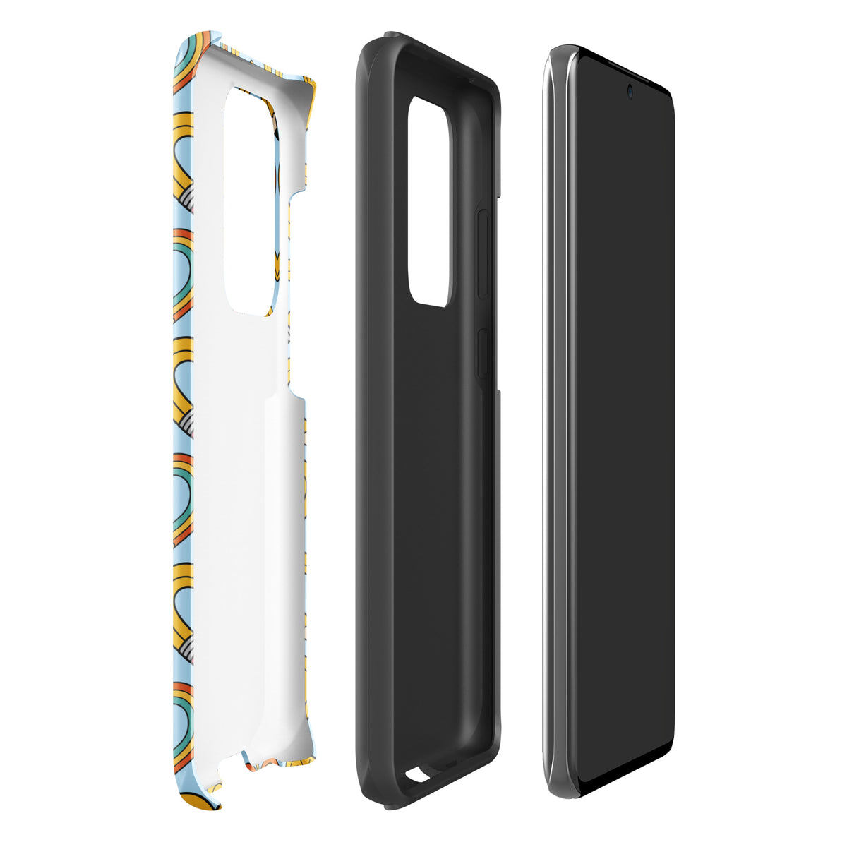 Phone Case for Samsung Galaxy with playful pencil-heart pattern, featuring pencil-shaped hearts and green leaves for a whimsical look.