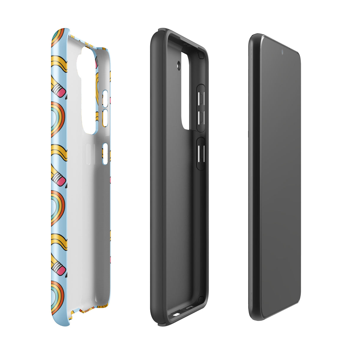 Phone Case for Samsung Galaxy with playful pencil-heart pattern, showcasing creativity and back-to-school charm.