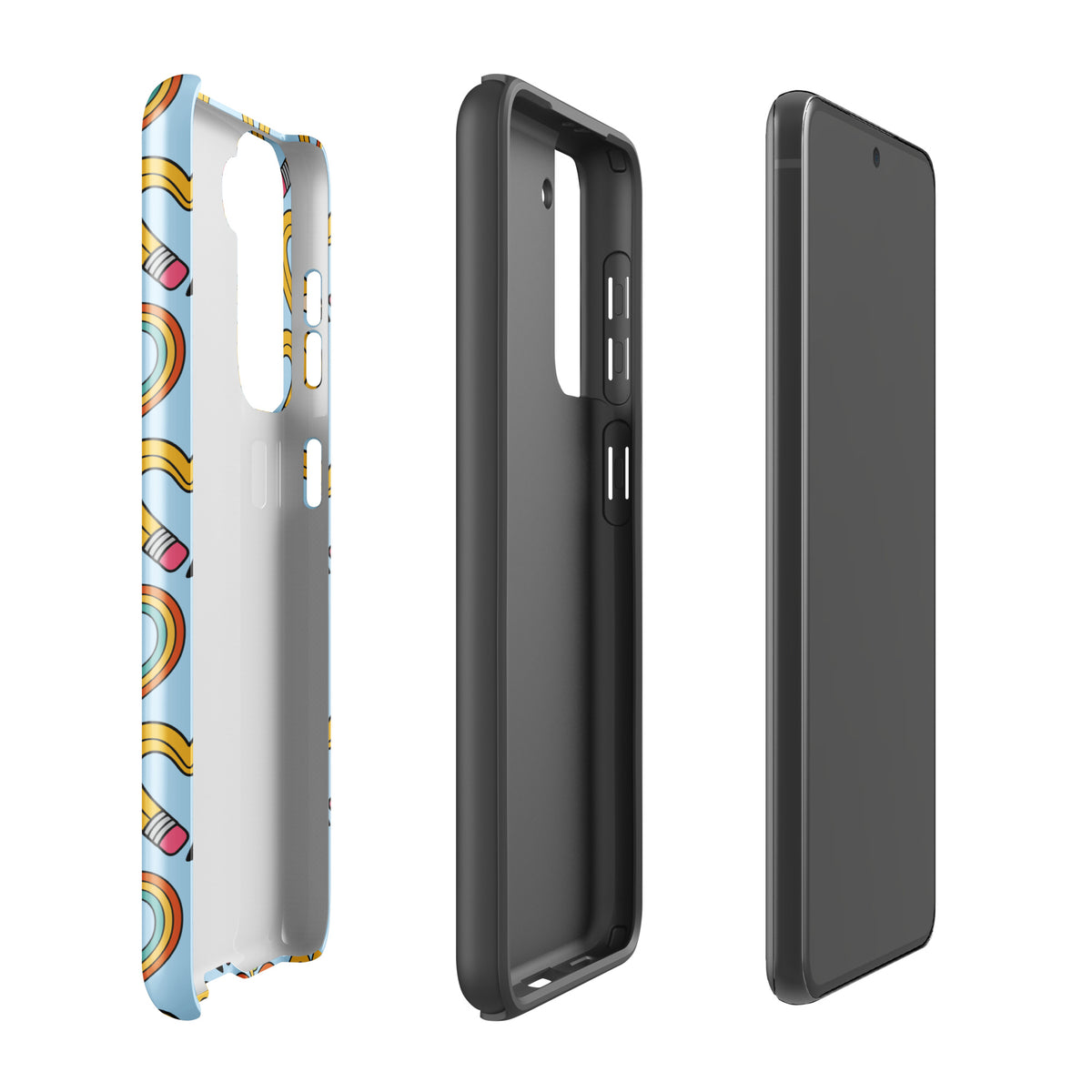 Phone Case with playful pencil-heart pattern for Samsung Galaxy, whimsical design symbolizing creativity and education