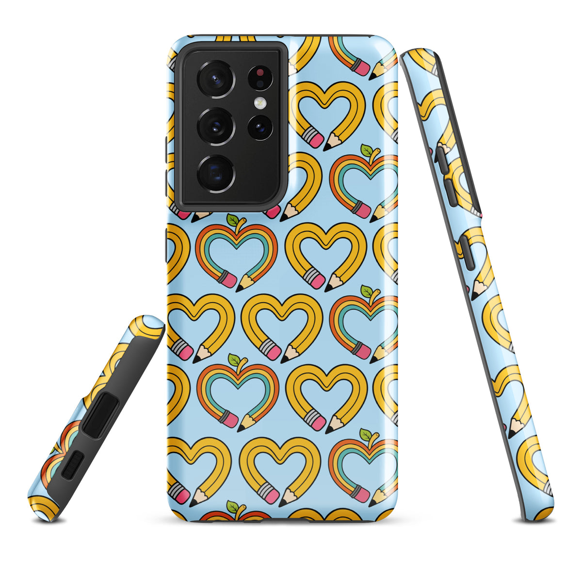 Phone Case for Samsung Galaxy with playful pencil-heart pattern back-to-school charm