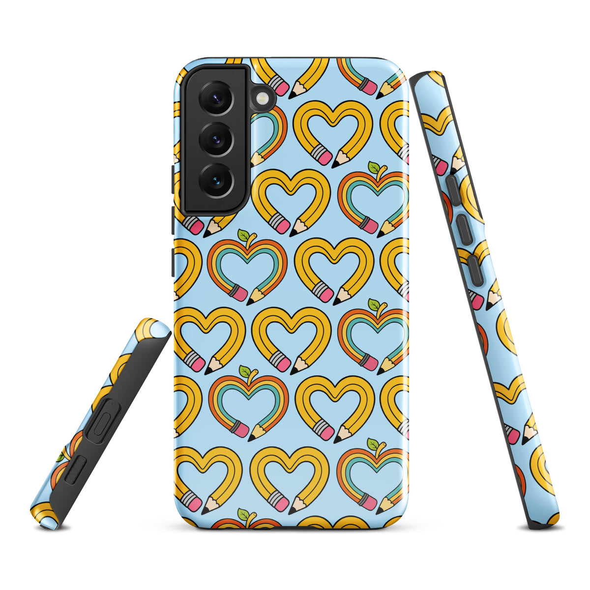 Phone Case for Samsung Galaxy with playful pencil-heart pattern, highlighting creativity and back-to-school charm.