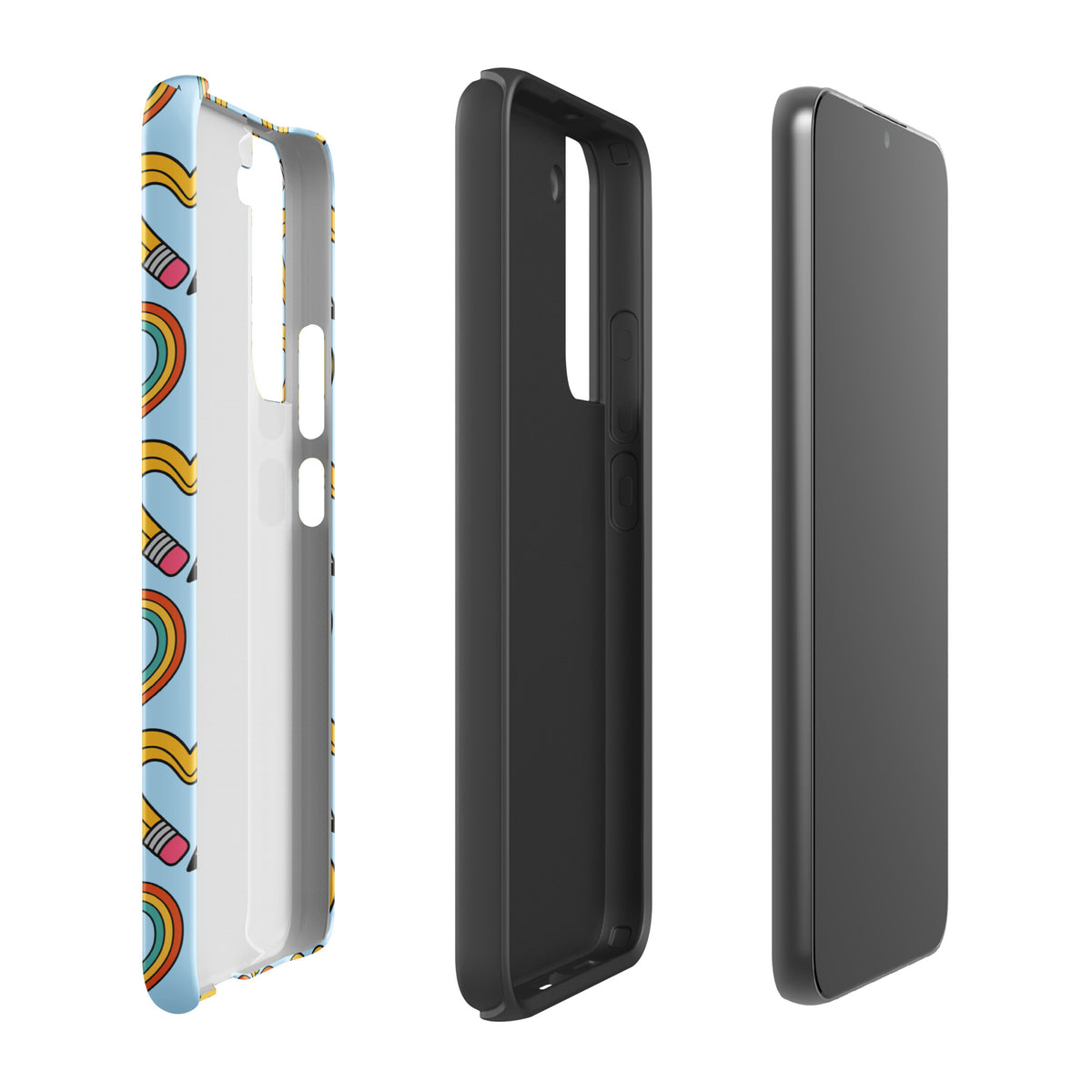 Phone Case for Samsung Galaxy with playful pencil-heart pattern and growth symbolism, offering luxury and back-to-school charm.