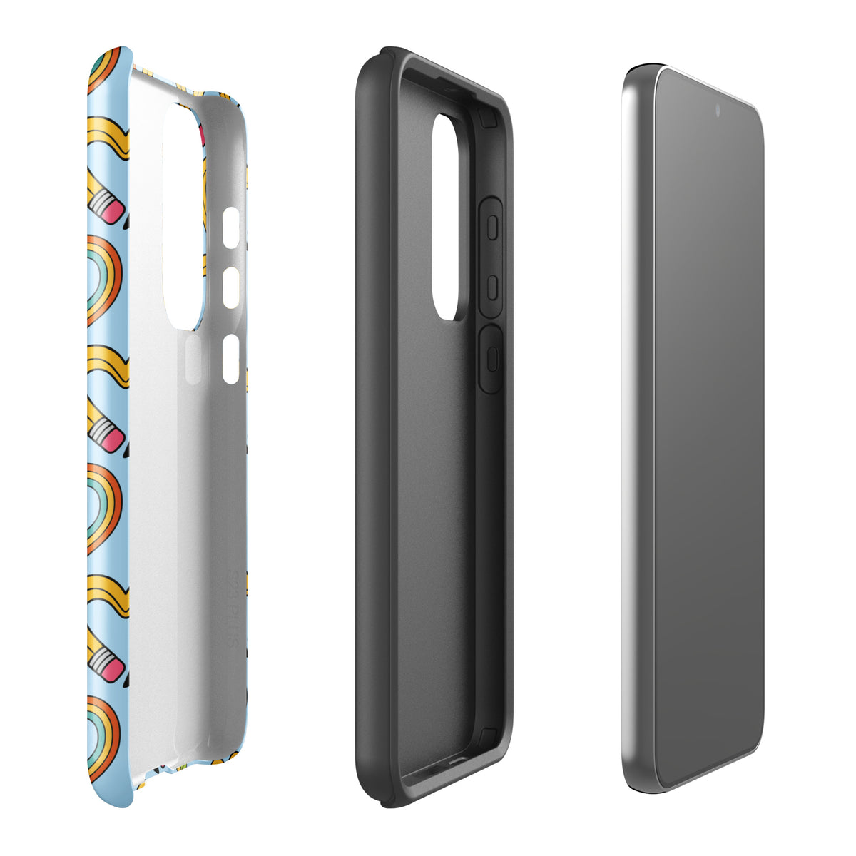 Phone Case for Samsung Galaxy with playful pencil-heart pattern, featuring whimsical design elements for back-to-school charm.