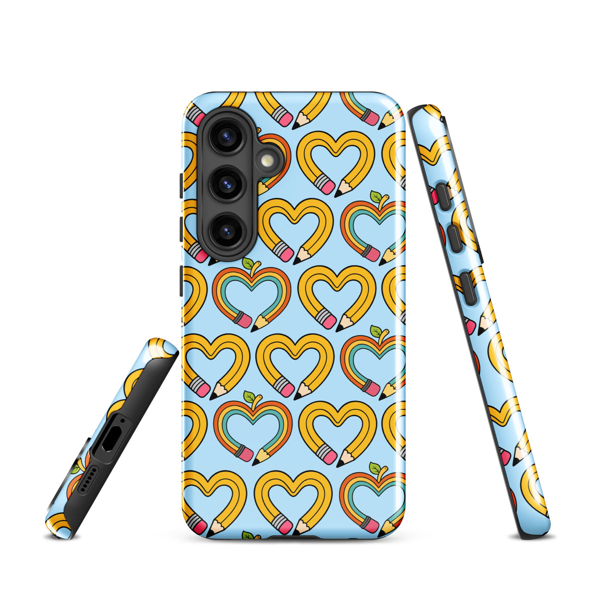 Phone Case for Samsung Galaxy with playful pencil-heart pattern, symbolizing creativity and growth, ideal for back-to-school charm.