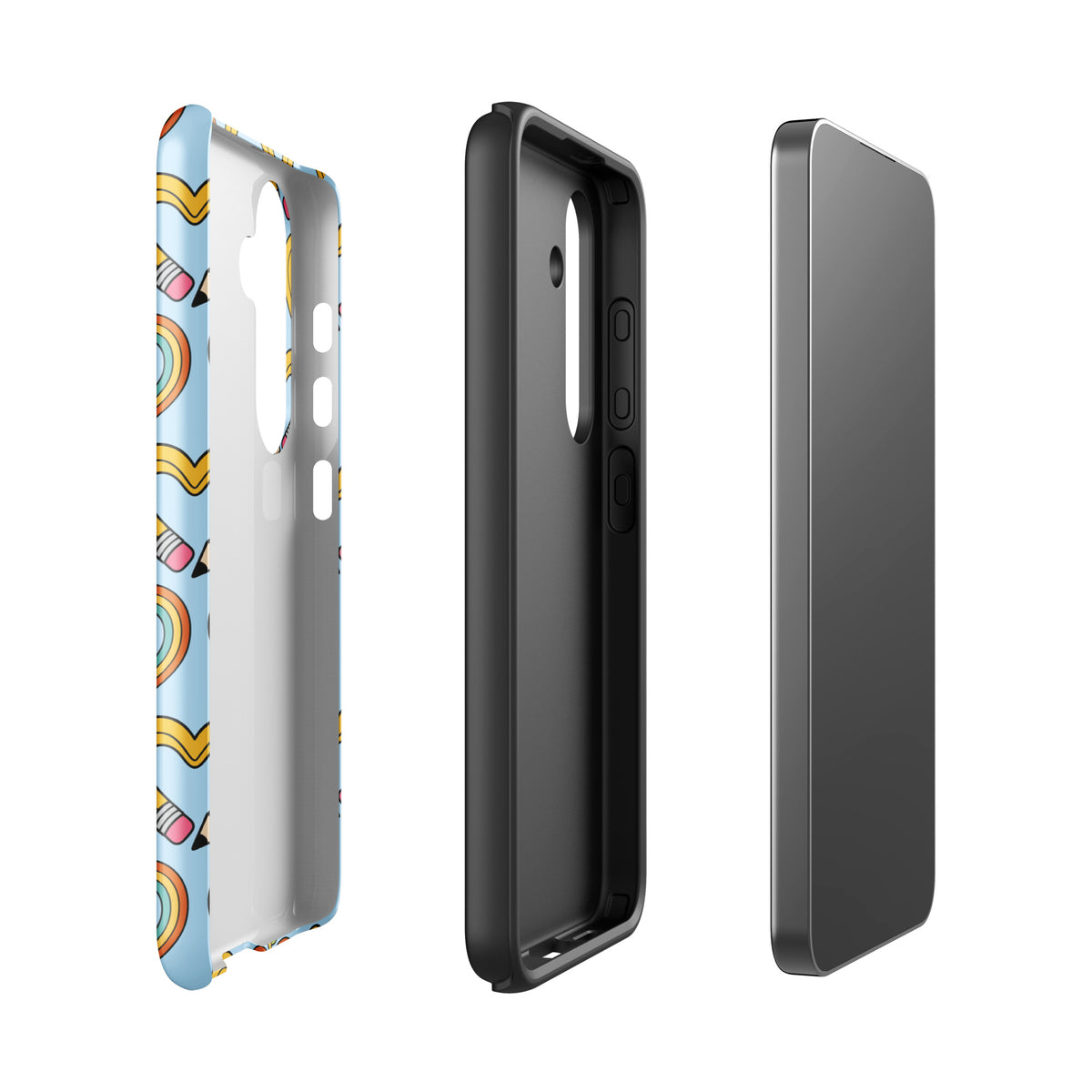 Phone Case for Samsung Galaxy with playful pencil-heart pattern showcasing creativity and growth.