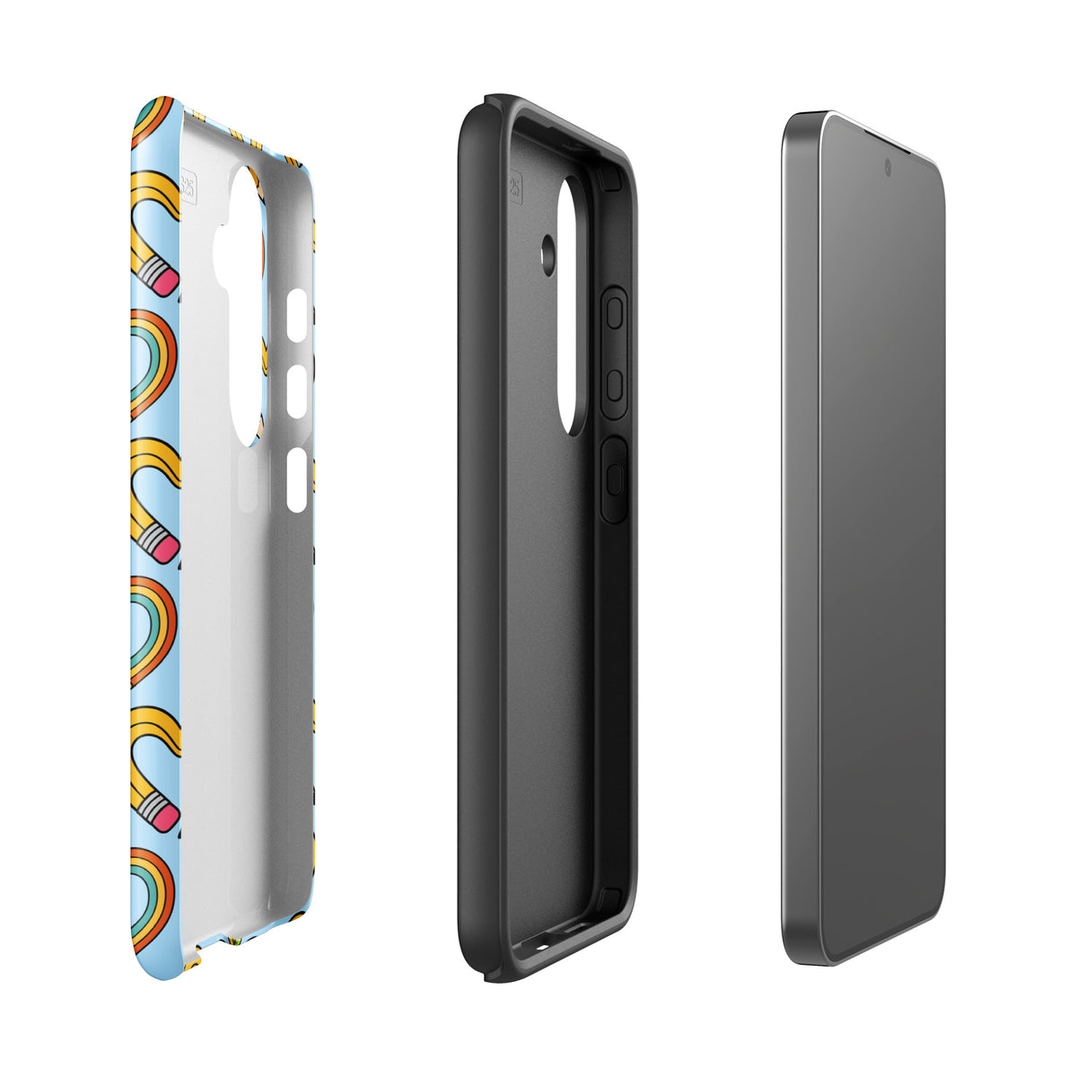 Phone Case for Samsung Galaxy with playful pencil-heart pattern, showcasing creativity and school-themed charm.