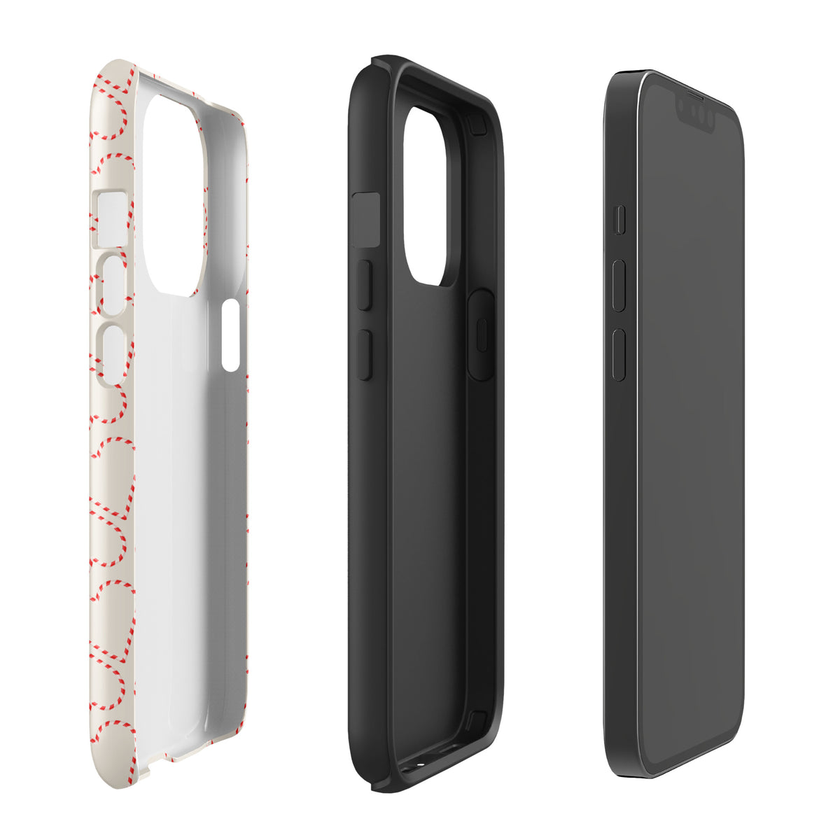 Phone Case for iPhone with Holiday Candy Cane Heart Pattern - Festive Design