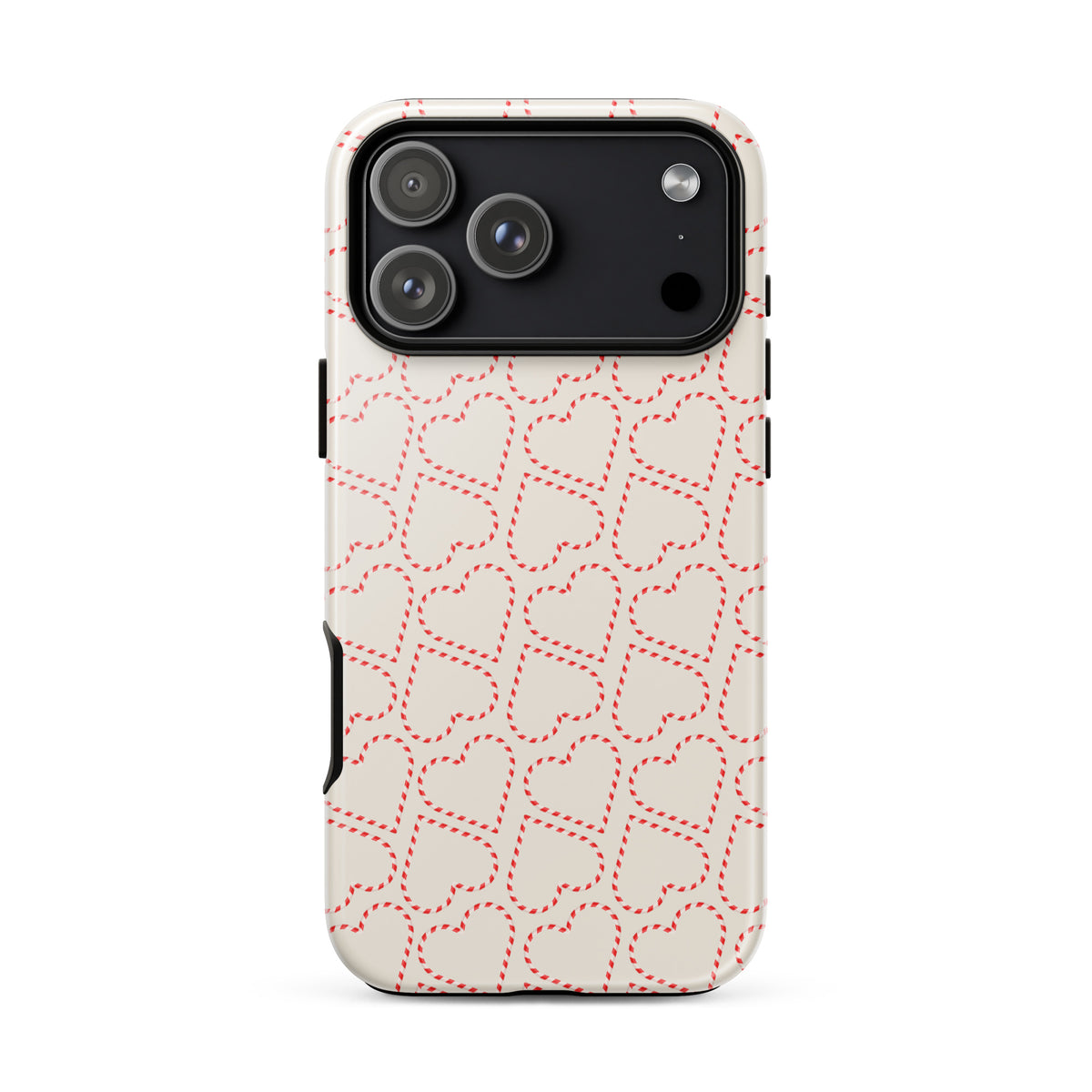 Phone Case with holiday candy cane heart pattern for iPhone