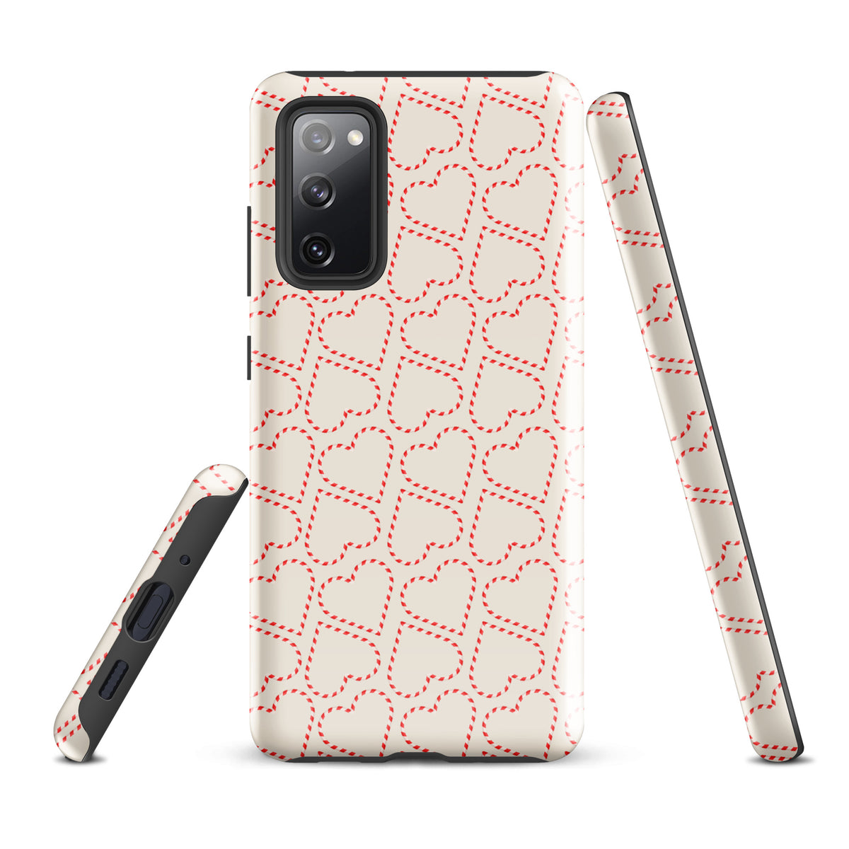 Phone Case for Samsung Galaxy with holiday candy cane heart pattern design.