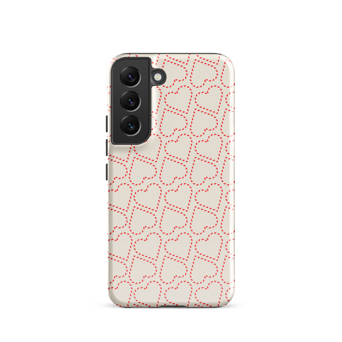Phone Case for Samsung Galaxy with holiday candy cane heart pattern, perfect for festive flair and Christmas celebrations.