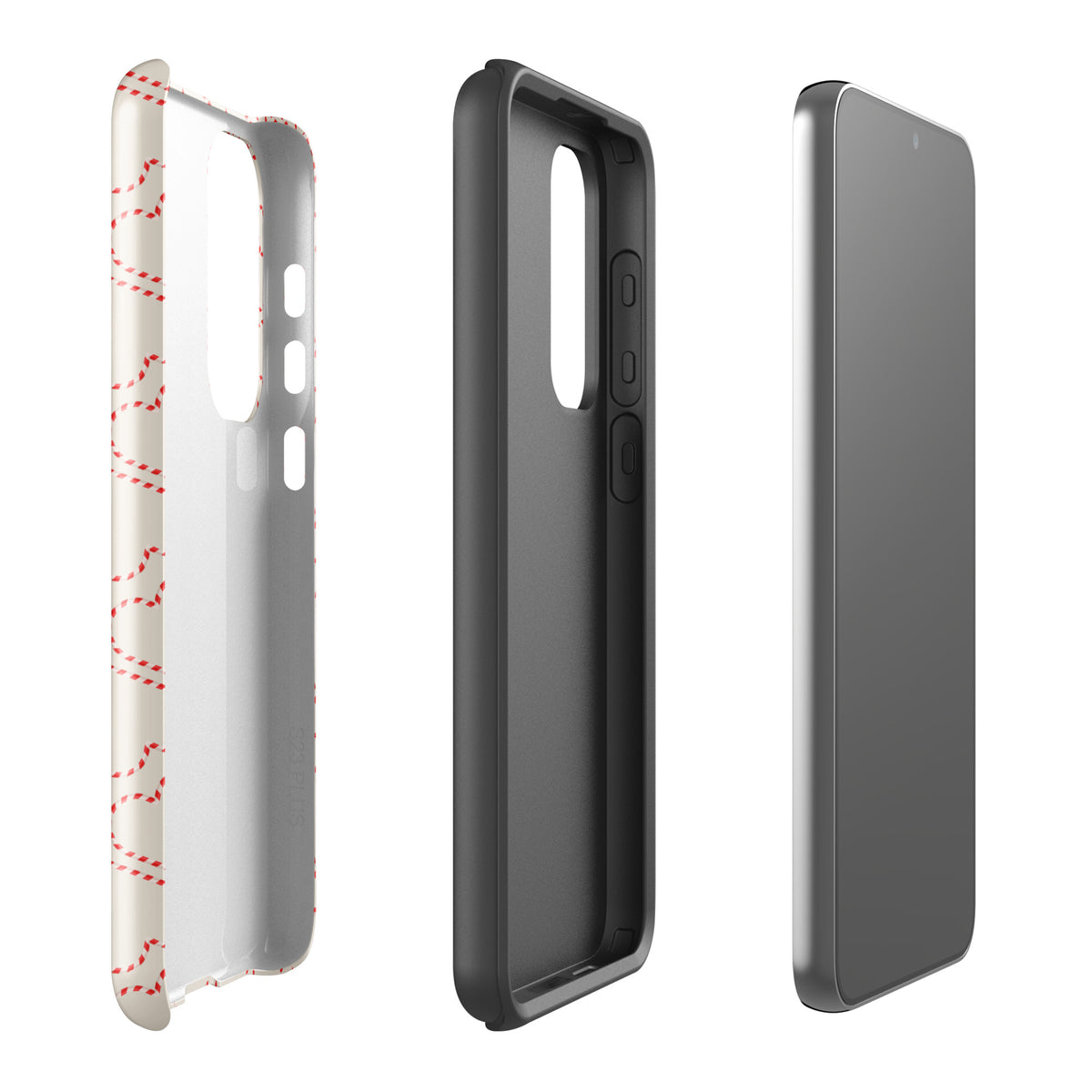 Phone Case for Samsung Galaxy with holiday candy cane heart pattern in festive red and white design.