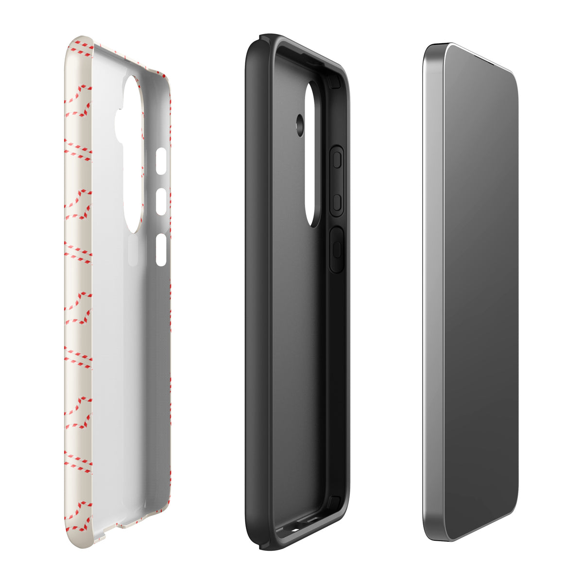 Phone Case for Samsung Galaxy with holiday candy cane heart pattern, showcasing a cheerful festive design for winter celebrations.