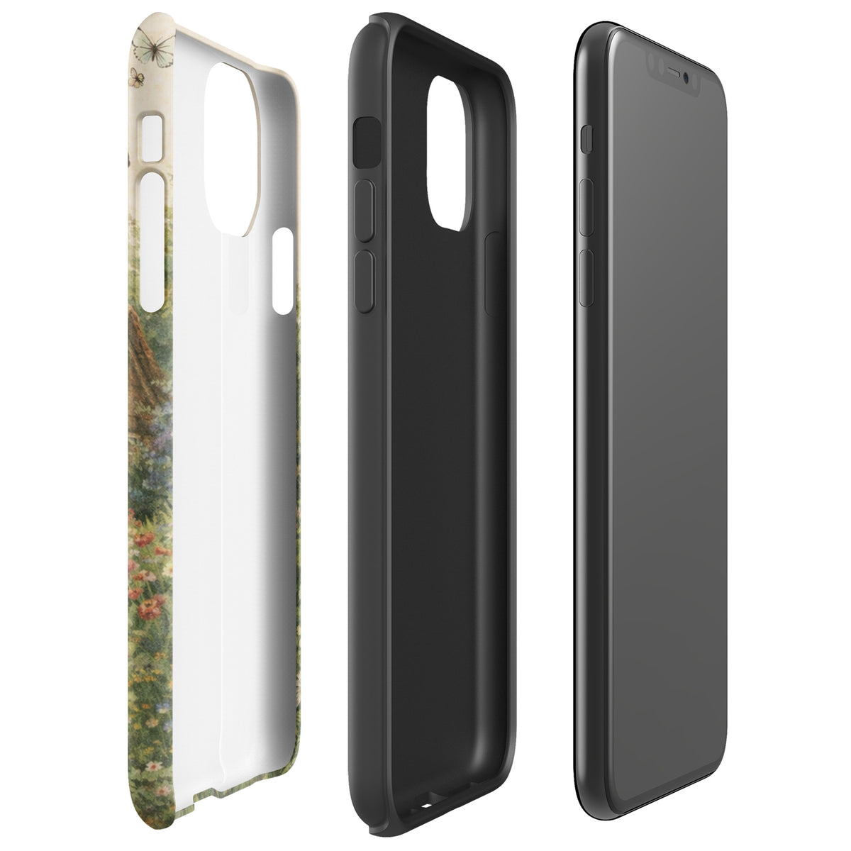 Phone Case for iPhone featuring cottage garden art with cozy cottage and garden design, ideal for countryside charm lovers.
