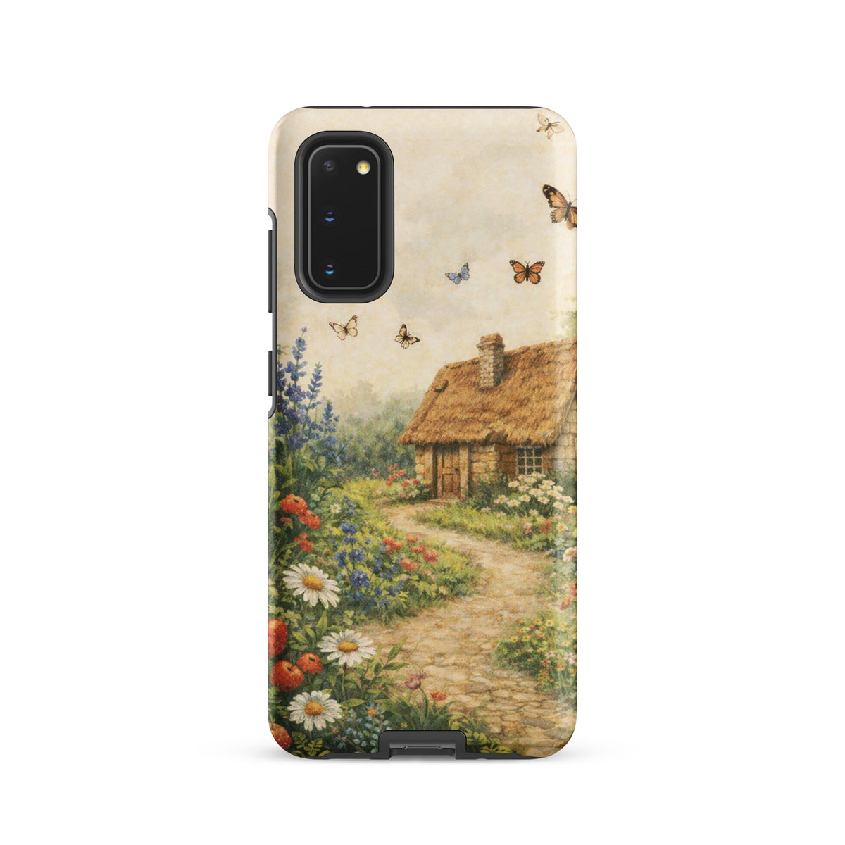 Phone Case for Samsung Galaxy featuring cottage garden art with daisies and poppies