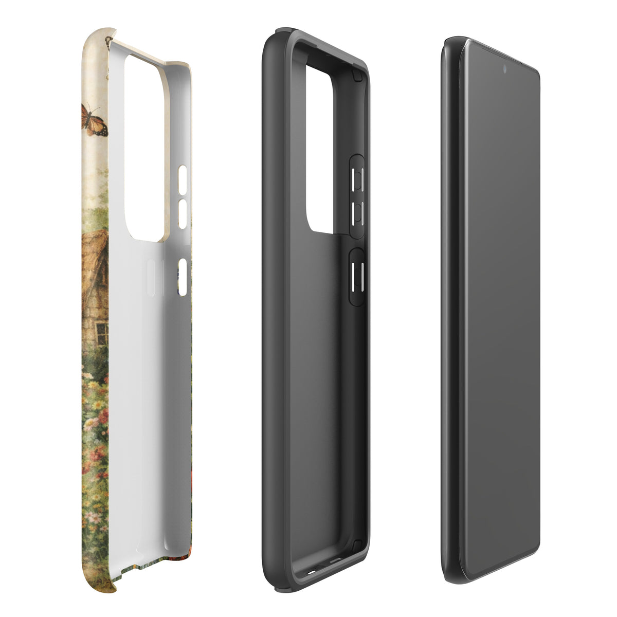 Phone Case for Samsung Galaxy featuring cozy cottage garden art design, ideal for countryside charm lovers.