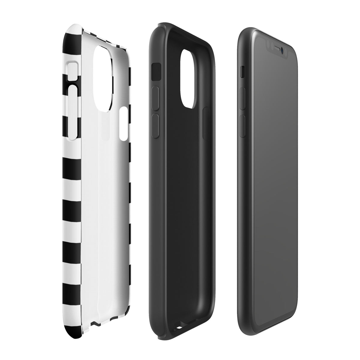 Phone Case for iPhone with bold checkered pattern, showing detachable parts and playful design, offering style and protection.