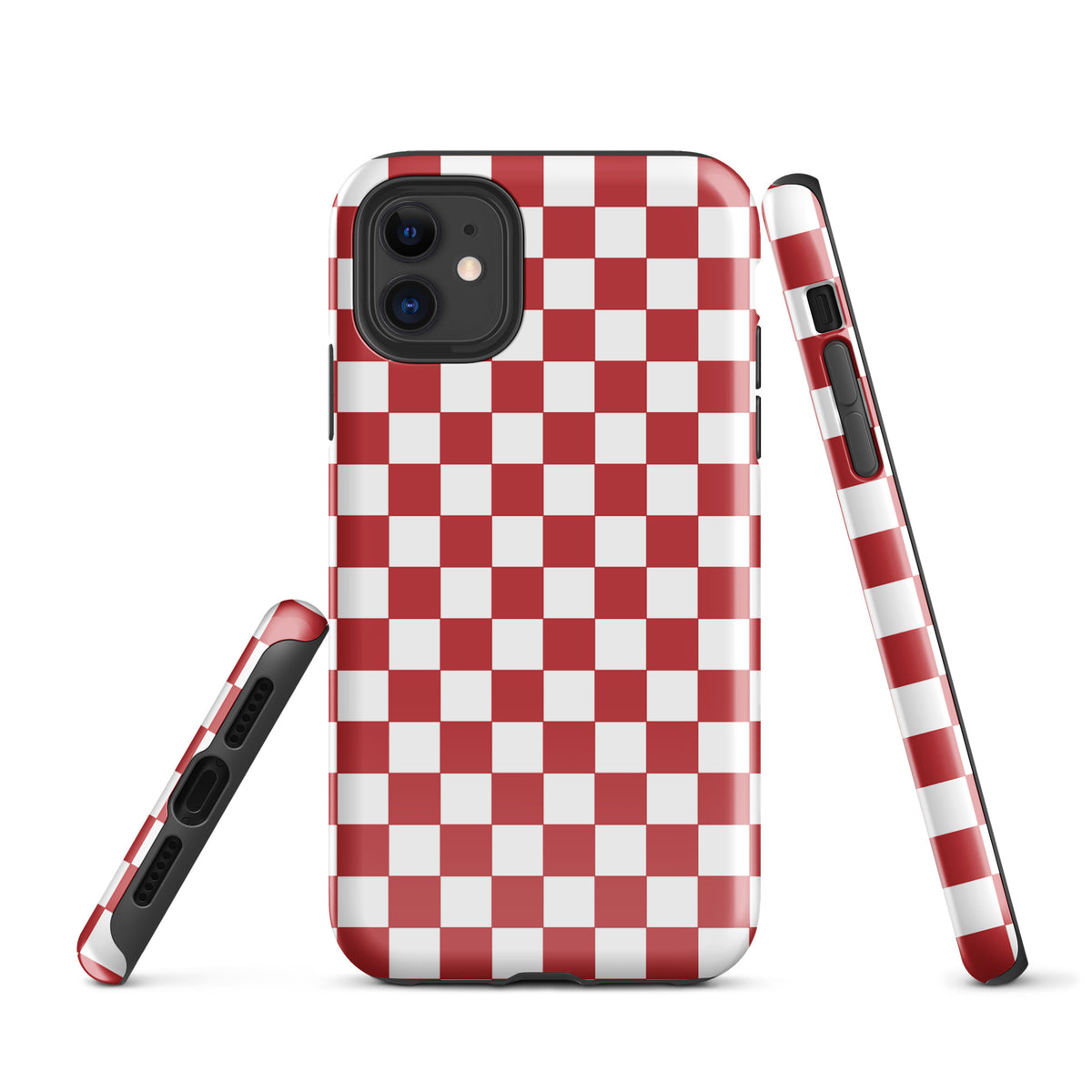 Phone Case for iPhone with crimson red checkered design, showcasing fun and stylish protection for your device.