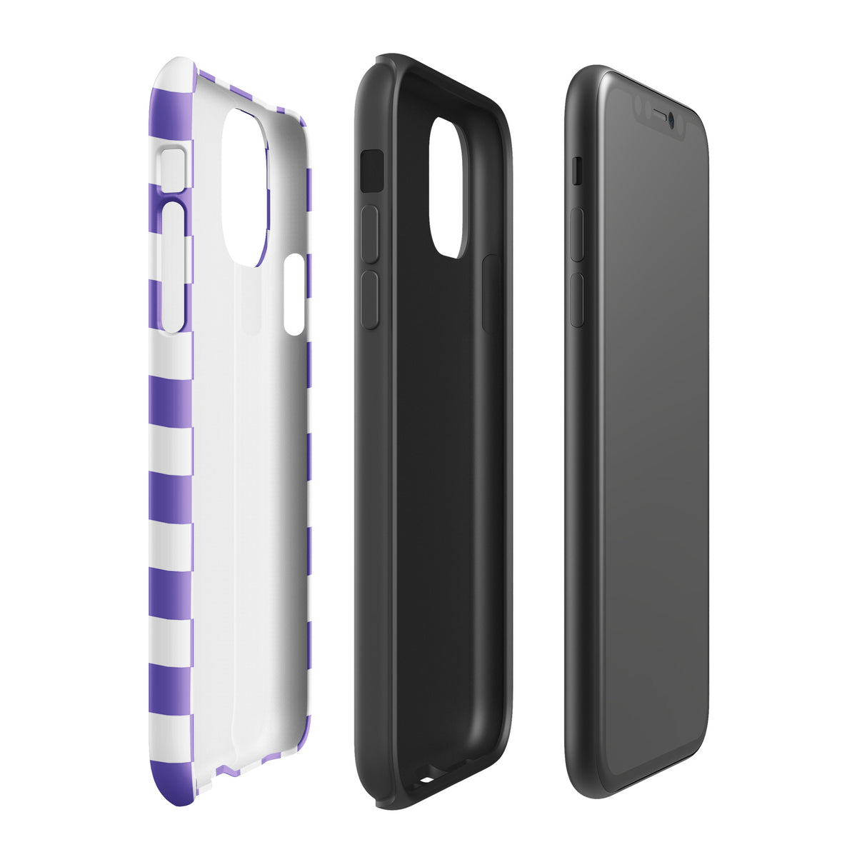 Phone Case for iPhone with purple and white checkered design, stylish and fun accessory for personalized mobile look.