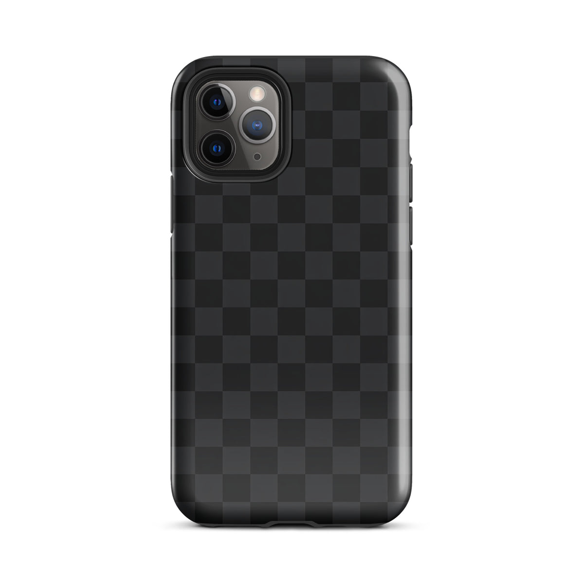 Phone Case for iPhone with black charcoal checkered design, offering modern minimalist style and protection.