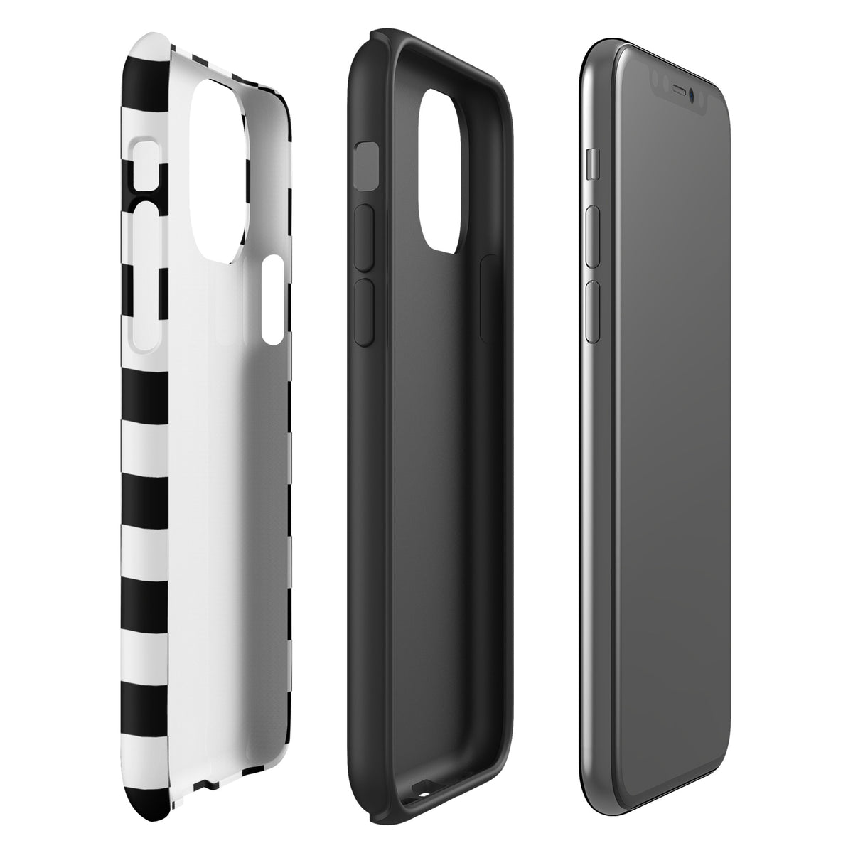 Bold checkered Phone Case for iPhone displaying fun and fearless design with a black-and-white racing pattern.