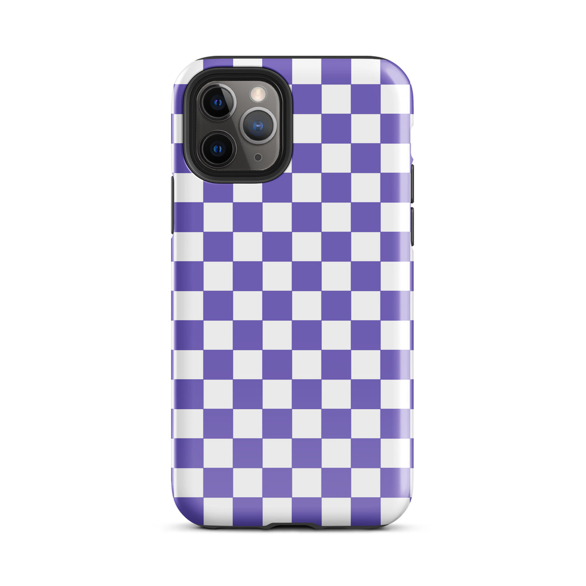 Phone Case for iPhone with purple and white checkered pattern, adding bold style and personality