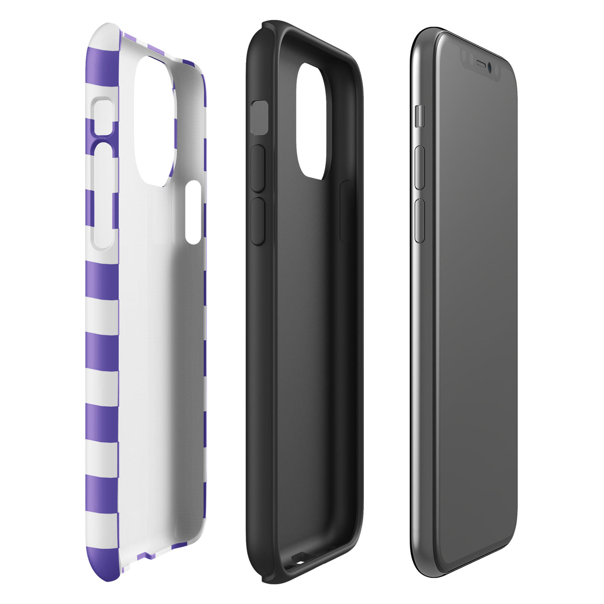 Purple and white checkered Phone Case for iPhone showcasing stylish design.