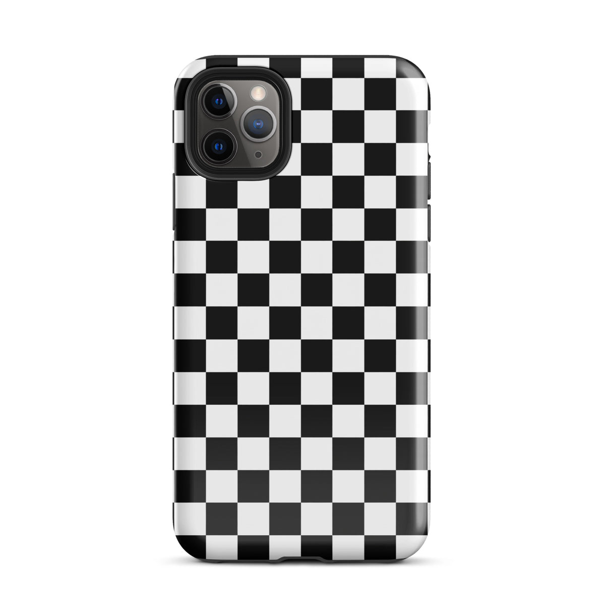 Phone Case for iPhone with bold black-and-white checkered pattern, offering protection and style.