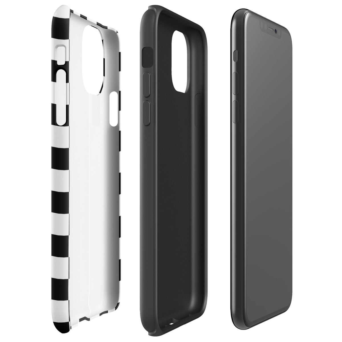 Phone Case for iPhone in bold black and white checkered pattern, showcasing sleek design and robust protection.