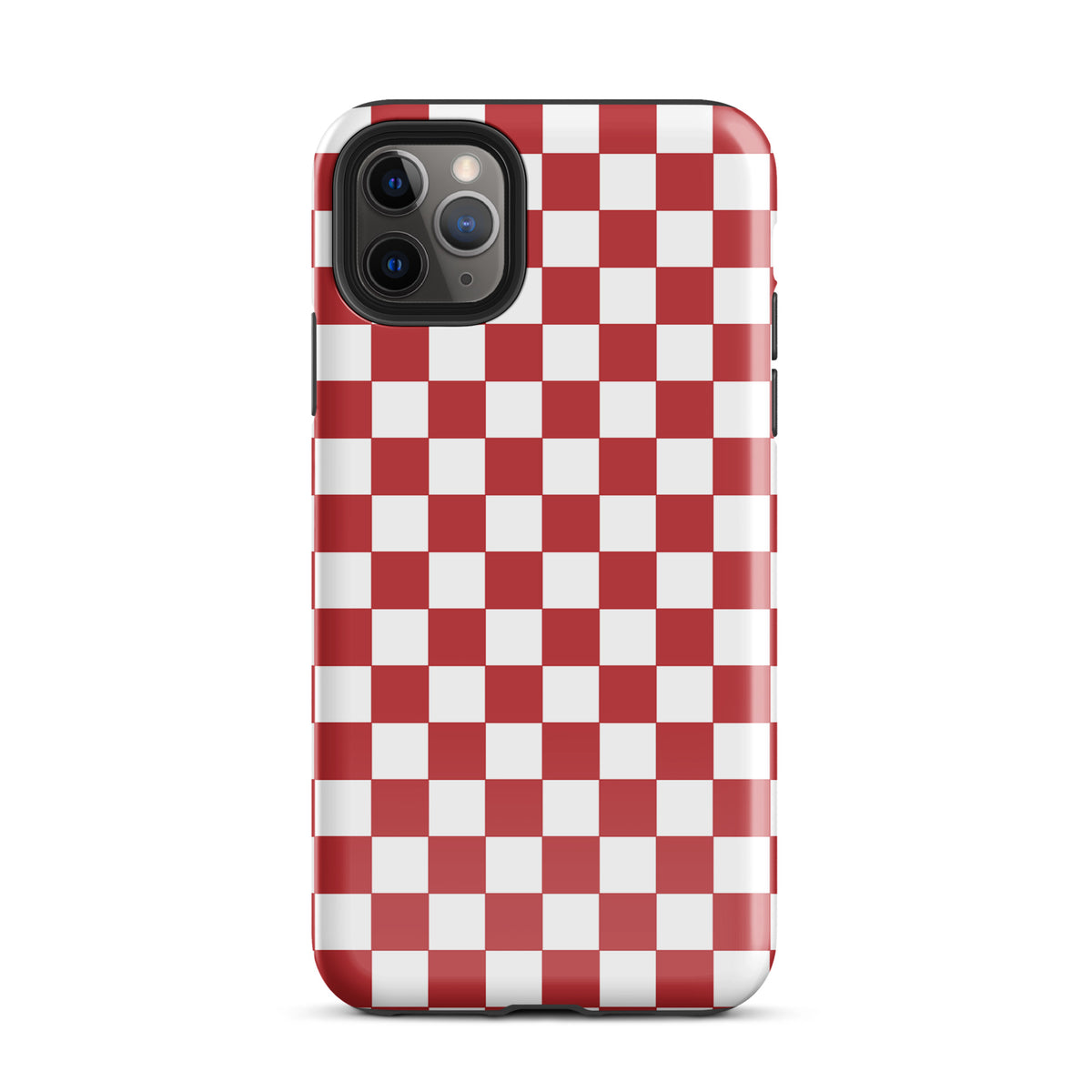 Phone Case for iPhone with crimson red checkered design, offering a bold and playful vibe for stylish phone protection.