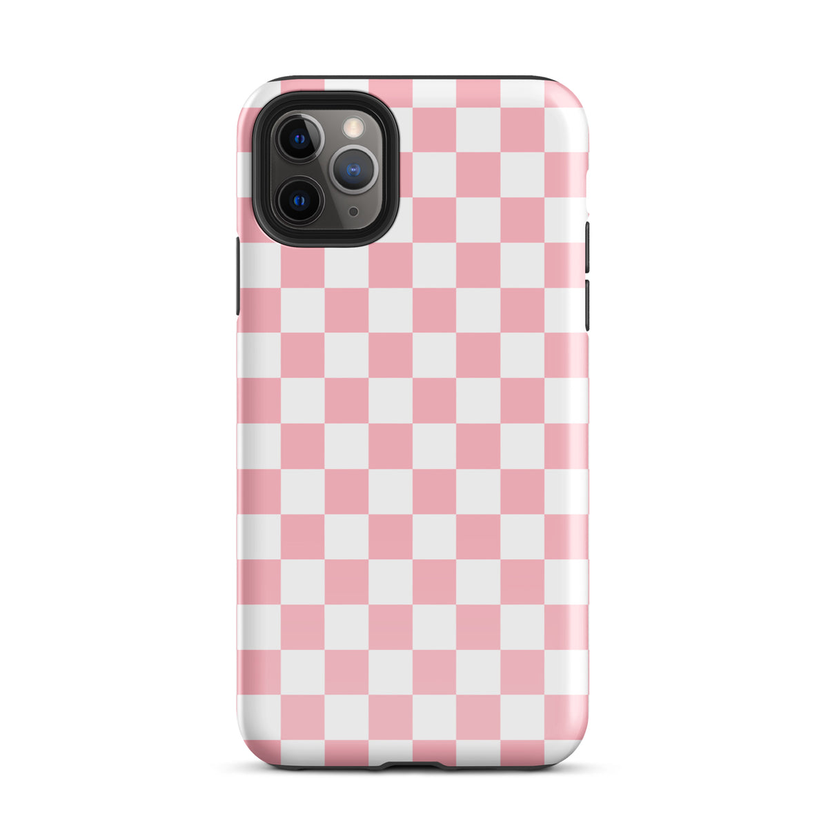 Phone Case for iPhone with playful pink and white checkered pattern, perfect for adding style and personality to your device.