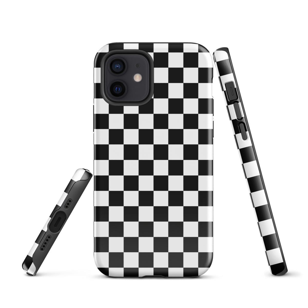 Phone Case for iPhone with bold black-and-white checkered pattern, offering a fun and stylish look for your device.