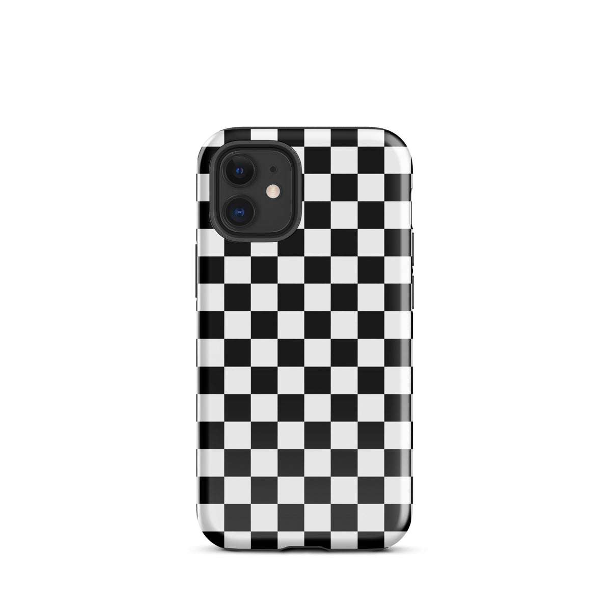 Phone Case for iPhone with bold black-and-white checkered pattern, adding a playful racing vibe to your device.